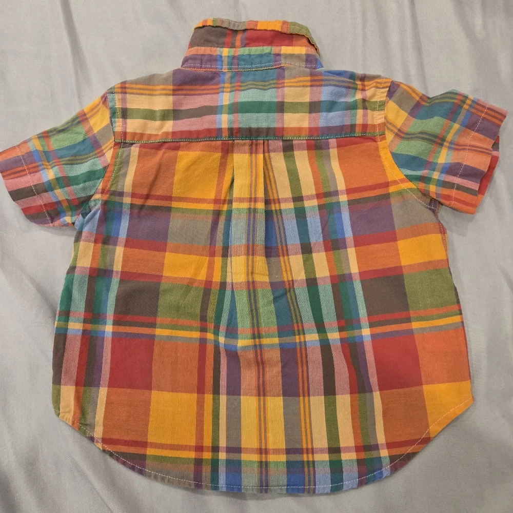 Ralph Lauren Green and Orange Button‎ Down Shirt